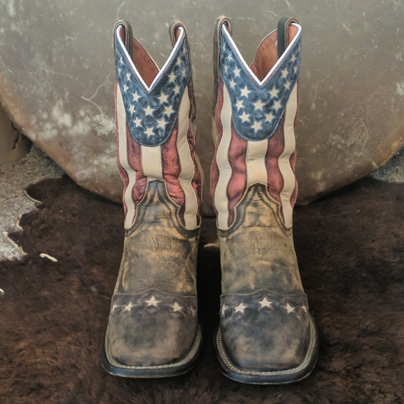 DAN POST DP3914 "Betsy" American Flag cowgirl western boots square toe sz 8.5 - Picture 10 of 16